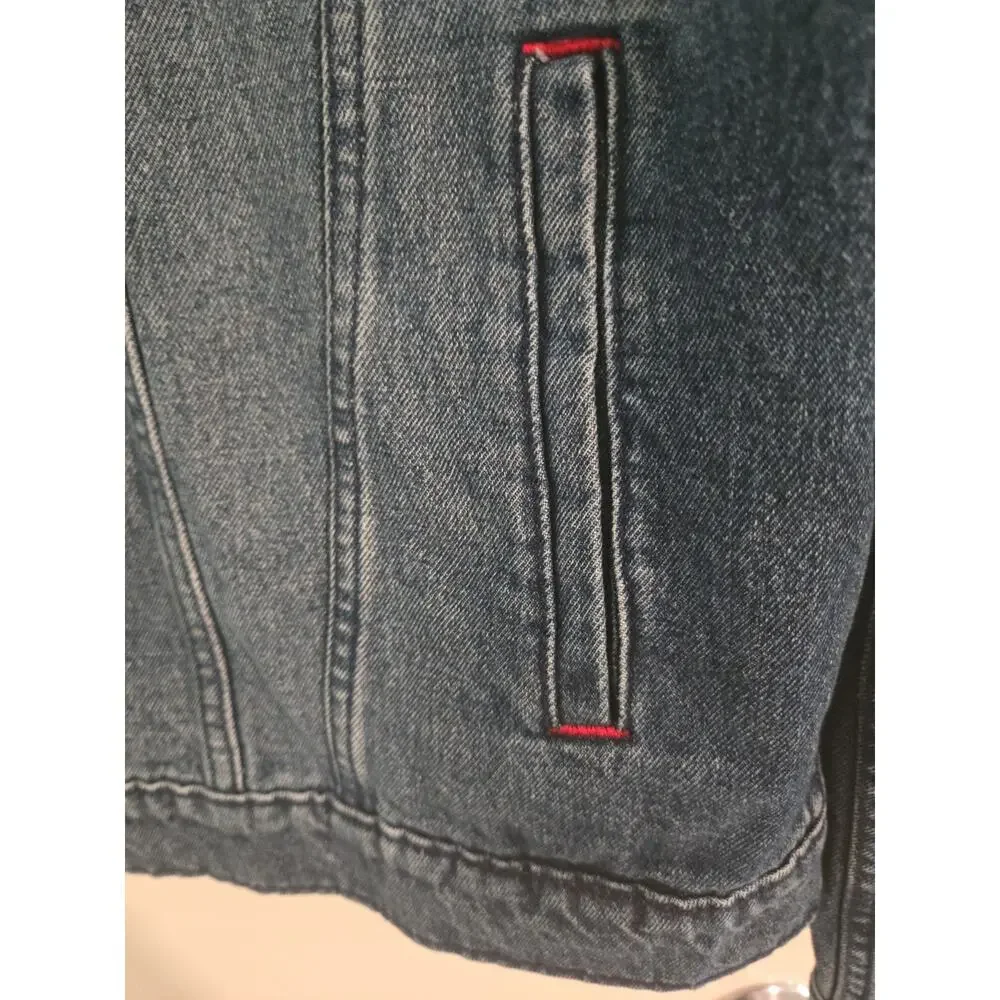 True Religion Men’s Jacket Denim with Red Stitch Printed Logo SZ M NEW